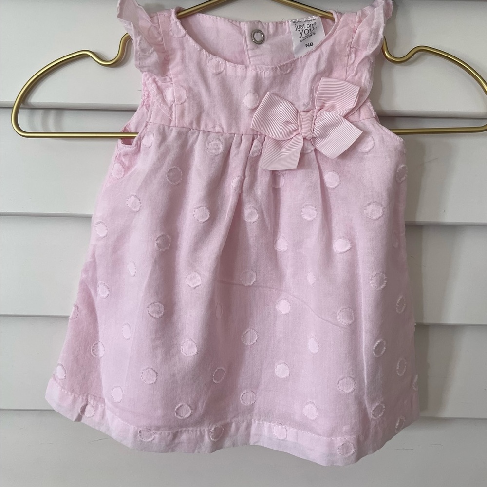 Pink Sleeveless Newborn Dress with Bow